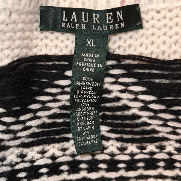 Ralph Lauren Women’s Black White Aztec Southwest Car Coat Cardigan Size XL - Picture 14 of 16